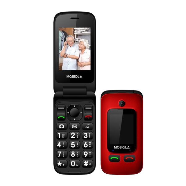 TELEFON GSM MOBIOLA  KLAPKĄ CZERWONY TLEFON DLA SENIORA MB610 2G 8594203270053