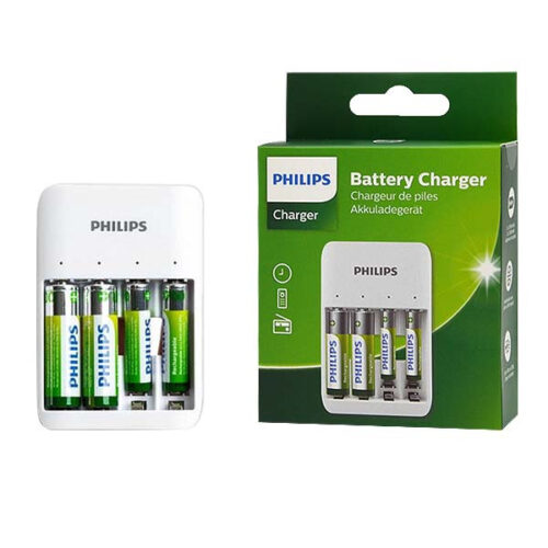 ŁADOWARKA DO AKUMULATORÓW PHILIPS + 2xAAA 700mAh +2xAA 1300mAh Phil-SCB4013NB/00 - PORT USB 4895229120716