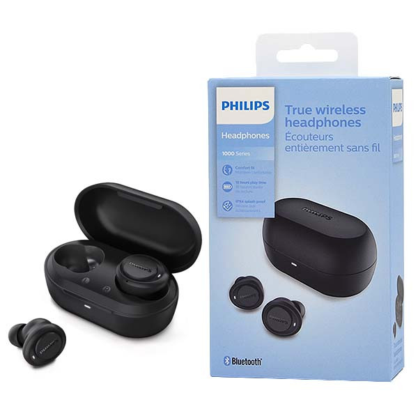 SŁUCHAWKI PHILIPS DOUSZNE TWS BEZPRZEWODOWE BLUETOOTH TRUE WIRELESS TAT1215BK 4895229122949