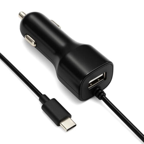 ŁADOWARKA SAMOCHODOWA USB TYP-C 2A CZARNA VEGA PROTON + PORT USB 2100mA 5902012964385