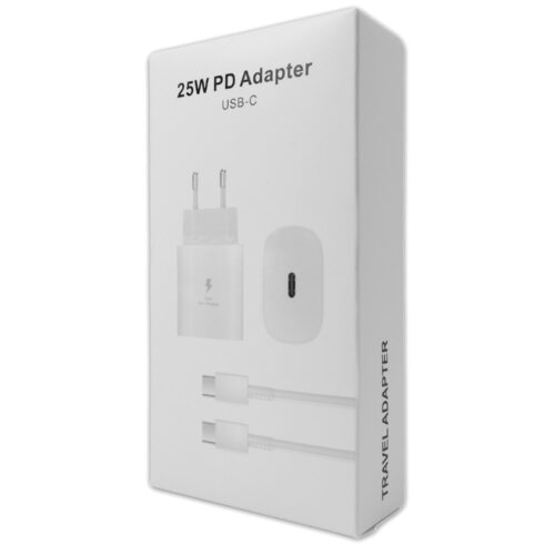 PUDEŁKO ŁADOWARKA SIECIOWA  25W PD KABEL USB-C DO USB-C