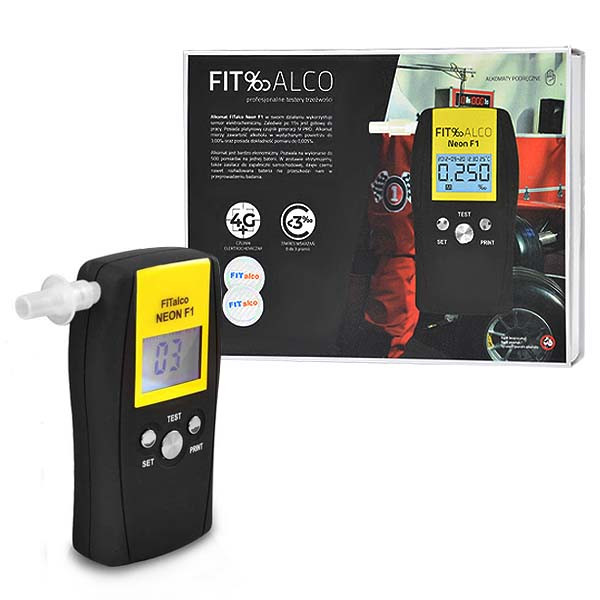 FITALCO ALKOMAT NEON F1 ELEKTRONICZNY CYFROWY BEZUSTNIKOWY ALCOHOL TESTER TRZEŹWOŚCI 5907786949231