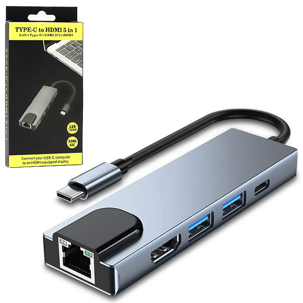 ECOBOX ADAPTER TYP-C ROZDZIELACZ HDMI + TYP-C + USB + RJ-45 DEX