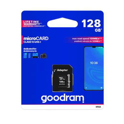 KARTA PAMIĘCI GOODRAM 128GB + ADAPTER CLASS 10 UHS-I M1AA-1280R12 5908267930168