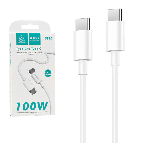 KABEL USB TYP-C DO TYP-C PD USB-C 3,6A DENMEN BIAŁY 2M D65 100W 6973224877519