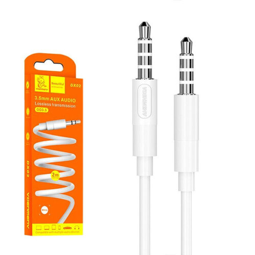 KABEL STEREO DENMEN JACK DO JACK 3,5 CALA BIAŁY 2M DX02 6973224873658