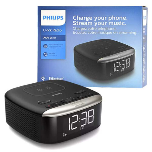 CYFROWE RADIO FM BUDZIK ALARM ZEGAR BLUETOOTH Z ŁADOWARKĄ Qi PHILIPS TAR7606/10 4895229121638