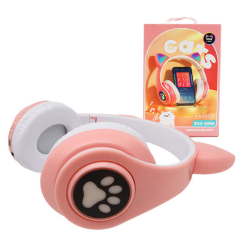 SŁUCHAWKI NAUSZNE BLUETOOTH KIDS CAT RÓŻOWE PINK