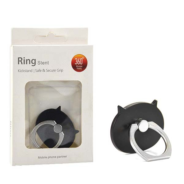 UCHWYT TELEFONU STOJAK GRUBY KOT CZARNY UNIWERSALNY VEGA NA RĘKĘ RING HOLDER 5902012965900