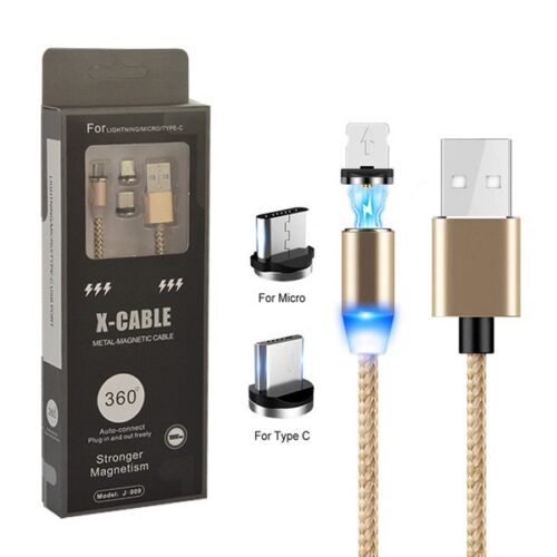 ECOBOX KABEL USB 3W1 MAGNETYCZNY 360 ZŁOTY IPHONE MICRO TYP-C  IPHONE 5902012965016