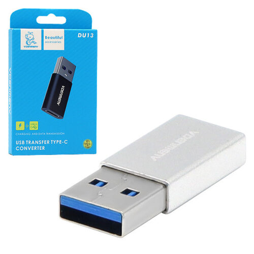 ADAPTER OTG USB DENMEN SREBRNY DO  TYP-C DU13 5904238715215