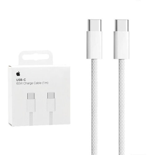 APPLE  KABEL TYP-C -TYP-C 1M 60W DO IPHONE 15 BIAŁY OPLOT BOX MW493ZM/A / MQKJ3ZM/A 195949371905