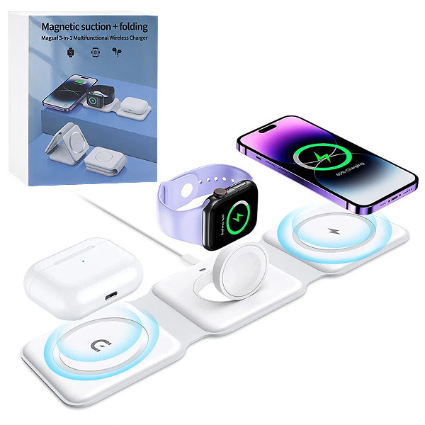 ECOBOX ŁADOWARKA MAGSAFE BEZPRZEWODOWA BIAŁA 3w1 F-182 15W