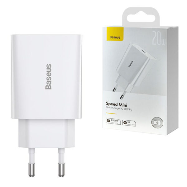 BASEUS SPEED MINI ŁADOWARKA SIECIOWA USB-C 20W POWER DELIVERY QC 3.0 6953156201705