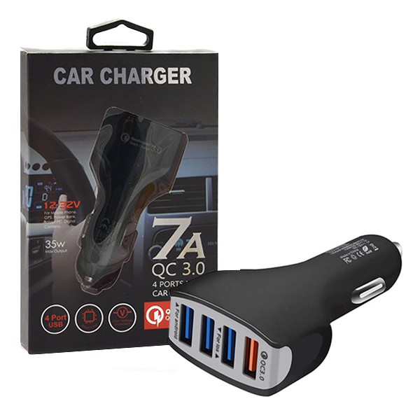 ECOBOX ŁADOWARKA SAMOCHODOWA 4XUSB 7A CZARNA 5902012968604