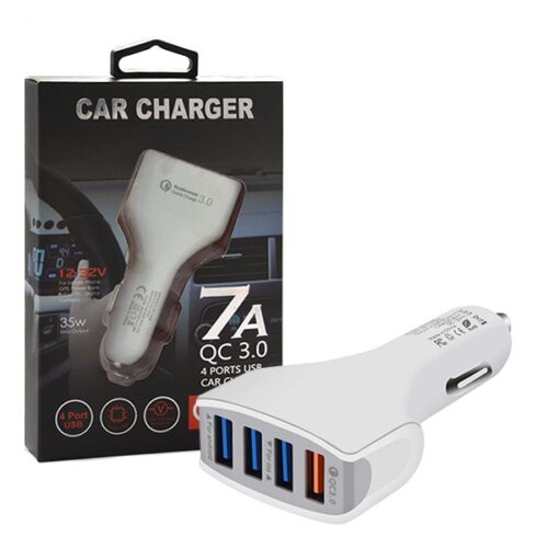 ŁADOWARKA SAMOCHODOWA 4 X USB 7A BIAŁA VEGA FASTON FAST CHARGER  QUICK  4XUSB 3.0 3500mA 5904238700457