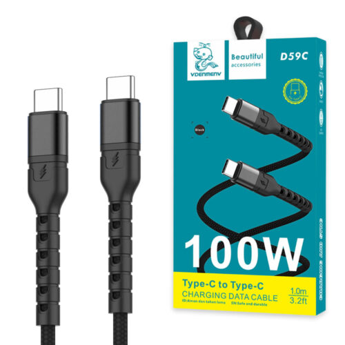 DENMEN KABEL USB TYP-C DO TYP-C  CZARNY 5A 100w D59C-B 6973224877144