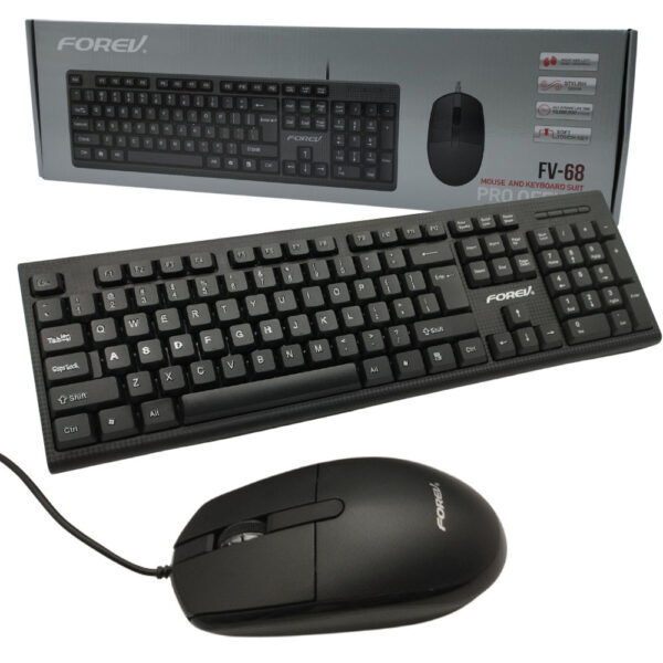 FOREV KLAWIATURA PRZEWODOWA + MYSZ ZESTAW  CZARNA FV-68 5904238716397