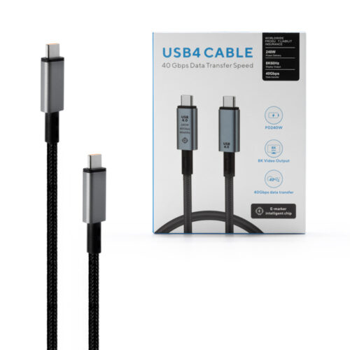 ECOBOX KABEL USB PD TYP-C DO TYP-C 240W CZARNY 40 GBPS 5904238719183