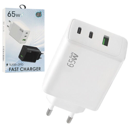 ECOBOX ŁADOWARKA SIECIOWA GAN PD 2xTYP-C 1xUSB 65W TA6530 BIAŁA