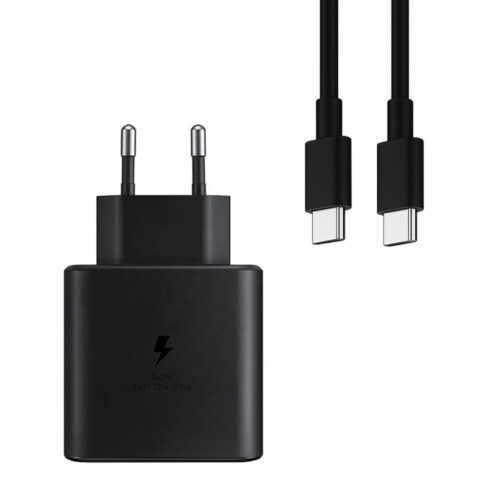 LITTE ŁADOWARKA SIECIOWA 45W CZARNA PD TYP-C SINGLE  +  KABEL USB PD TYP-C DO TYP-C 3A 2M CZARNY USB3.0