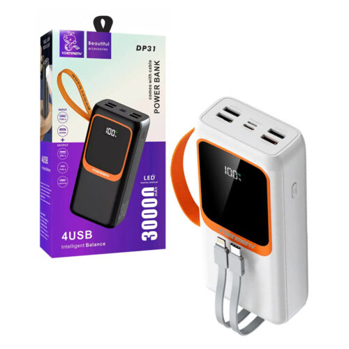 POWER BANK DENMEN BATERIA AWARYJNA 30000mAh BIAŁY DP31 USB + TYP-C 5904238720851