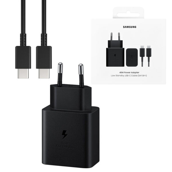 SAMSUNG ŁADOWARKA SIECIOWA TYP-C PD EP-T4511 45W CZARNY 3A + KABEL TYP-C - TYP-C 8806095471761