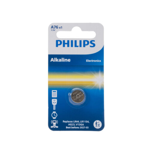 BATERIA PHILIPS LR44 A76 AG13 LR1154 BLISTER 1SZT ALKALINE SPECIAL Phil-A76/01B 4895229106093