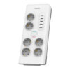 PRZEDŁUŻACZ SIECIOWY PHILIPS LISTWA ZASILAJĄCA BIAŁA 6 GNIAZDA SCHUKO + 5 USB 2M SPN7060WA/58 4895229118430