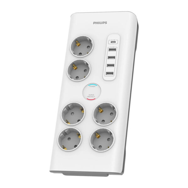 PRZEDŁUŻACZ SIECIOWY PHILIPS LISTWA ZASILAJĄCA BIAŁA 6 GNIAZDA SCHUKO + 5 USB 2M SPN7060WA/58 4895229118430
