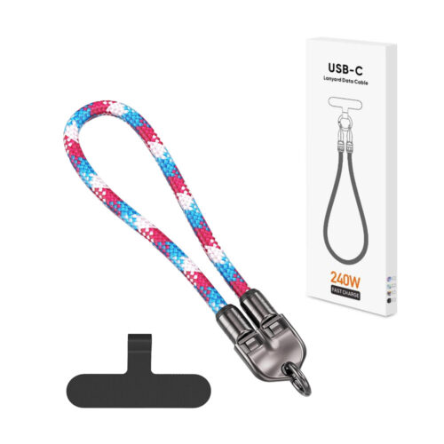 ECOBOX KABEL  240W TYP-C DO TYP-C SMYCZ NA NADGARSTEK RÓŻ/NIEB 5904238719565