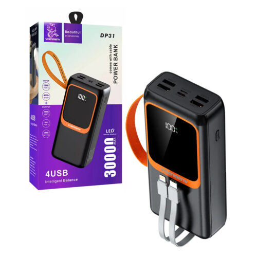 POWER BANK DENMEN BATERIA AWARYJNA CZARNY DP31 30000mAh USB + TYP-C 6973224877007
