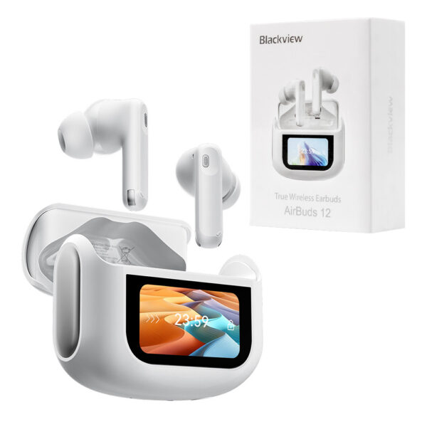 Blackview Słuchawka bluetooth AirBuds 12 TWS BT 5.4 LCD BIAŁY 400mAh 6931548319726