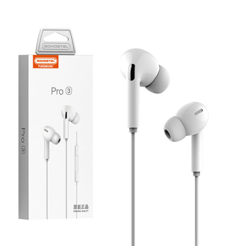 SŁUCHAWKI UNIWERSALNE SOMOSTEL TYP-C  BIAŁE DOUSZNE PRO-3  NEW CHIP S23 DIGITAL AUDIO 5904238703311