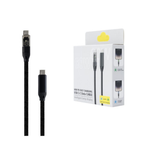 ECOBOX KABEL SZYBKIEGO ŁADOWANIA USB PD TYP-C DO TYP-C 60W  CZARNY USB 3.0 5904238719848