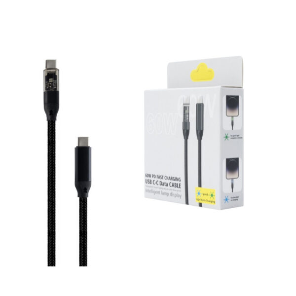 ECOBOX KABEL SZYBKIEGO ŁADOWANIA USB PD TYP-C DO TYP-C 60W  CZARNY USB 3.0 5904238719848