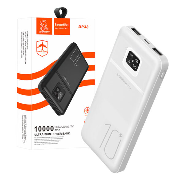POWER BANK DENMEN BATERIA AWARYJNA 10000mAh BIAŁY DP38 USB + TYP-C 6973224877960
