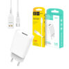 ŁADOWARKA SIECIOWA 2.4A DENMEN BIAŁA 2400mA DC01 12W SINGLE + KABEL TYP-C D01T