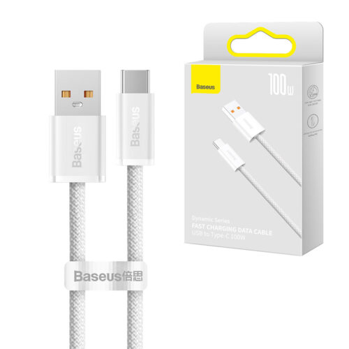 KABEL USB DO USB-C BASEUS DYNAMIC SERIES, 100W, 1M BIAŁY 6932172607456
