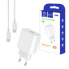 DENMEN ŁADOWARKA SIECIOWA 3,6A 20W BIAŁA DENMEN + KABEL  TYP-C DO TYP-C 1m