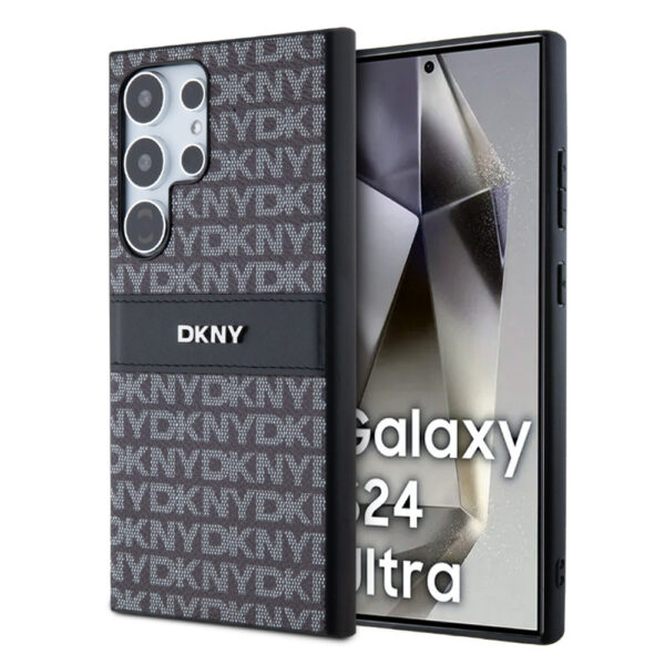 DKNY PC/TPU REPEAT PATTERN TONAL STRIPE CASE FOR SAMSUNG S24 ULTRA CZARNY 3666339287498