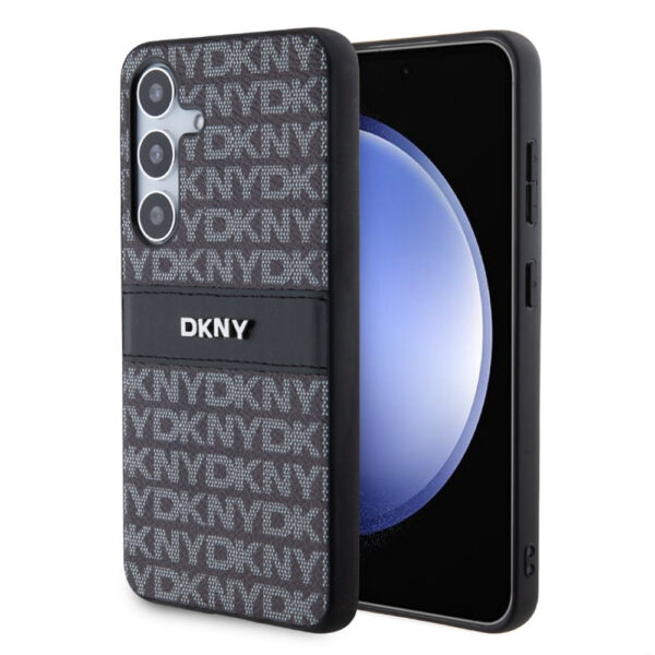 DKNY PC/TPU REPEAT PATTERN TONAL STRIPE CASE FOR SAMSUNG S24 CZARNY 3666339287474