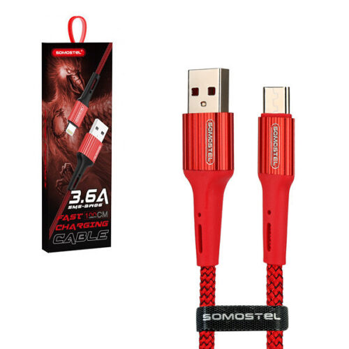 SOMOSTEL KABEL USB MICRO USB 3.6A CZERWONY QC 3.0 1M  SMS-BW06 5902012966723