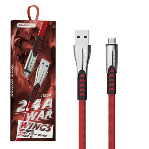 KABEL USB MICRO 2.4A SOMOSTEL CZERWONY 2400mAh QUICK CHARGER QC 3.0 1M POWERLINE SMS-BW02 5902012967805