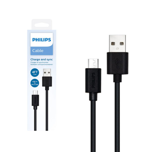 PHILIPS KABEL USB DO USB MICRO  CZARNY 1,2M  4FT DLC3104U/00 4895229112469