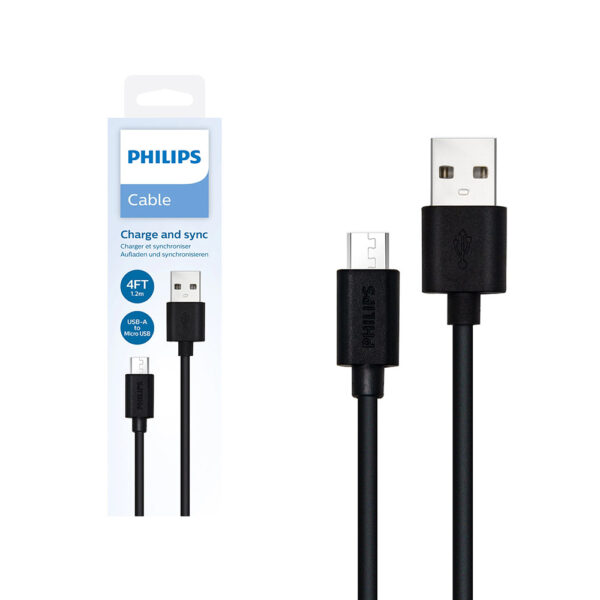 PHILIPS KABEL USB DO USB MICRO  CZARNY 1,2M  4FT DLC3104U/00 4895229112469