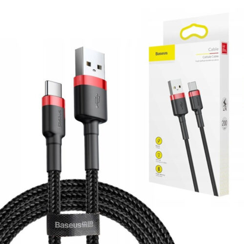 KABEL USB DO USB-C BASEUS CAFULE 2A 2M CZERWONO-CZARNY 6953156278240