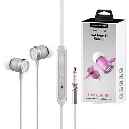 SŁUCHAWKI UNIWERSALNE SOMOSTEL 3,5 CALA SREBRNE DOUSZNE SCJ03S AUTENTIC SOUND SMS-CS03 5902012966976
