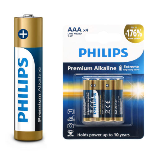 BATERIA PHILIPS AAA LR03 BLISTER 4SZT BATERIE PREMIUM ALKALINE Phil-LR03M4B/10 6959033840821
