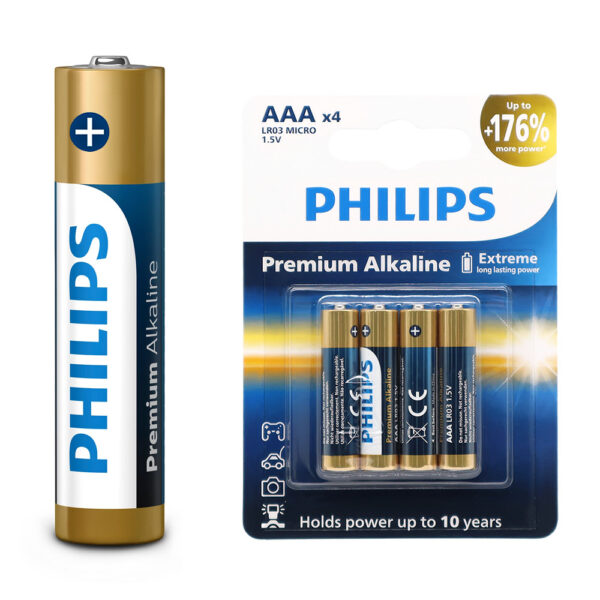 BATERIA PHILIPS AAA LR03 BLISTER 4SZT BATERIE PREMIUM ALKALINE Phil-LR03M4B/10 6959033840821